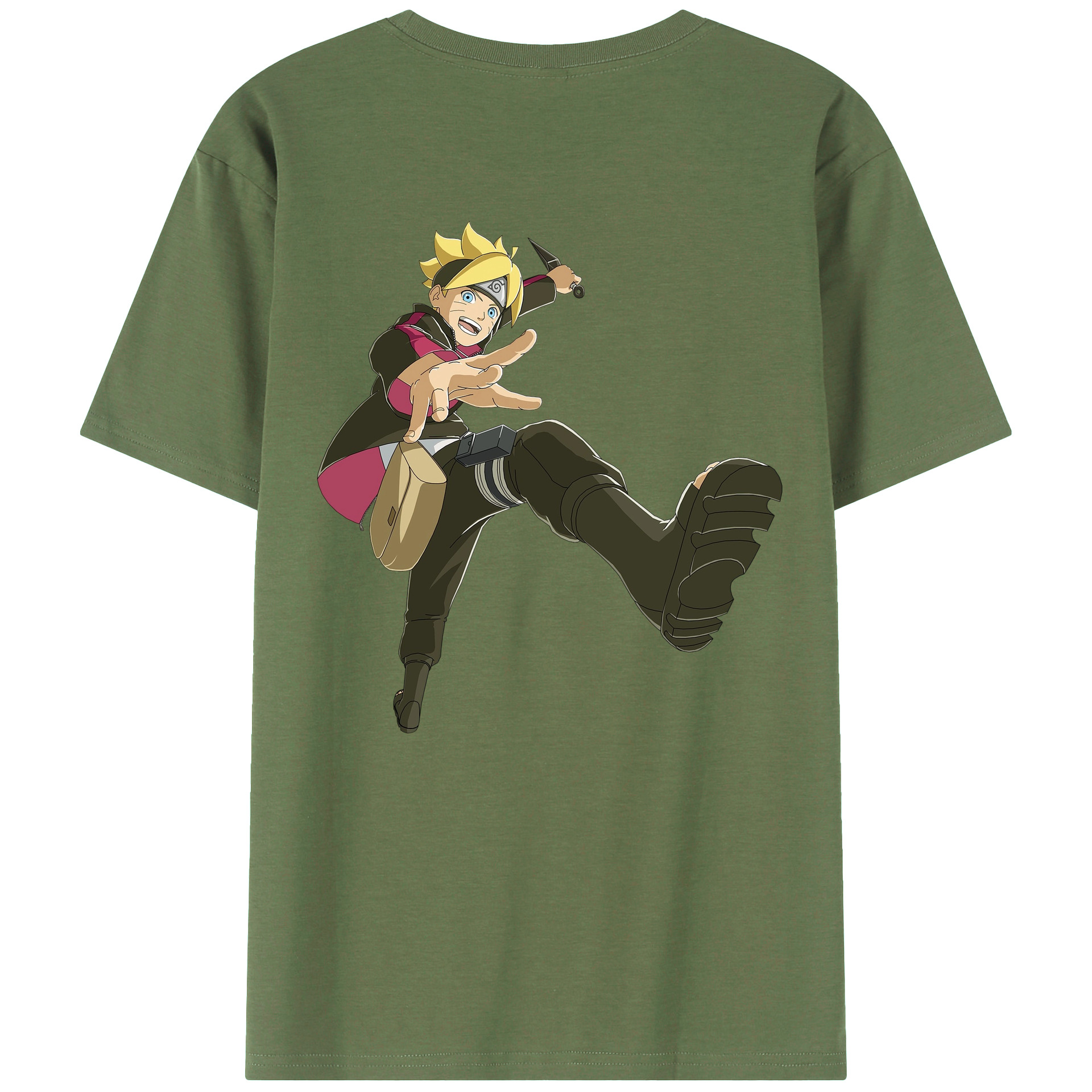 （画像用） NARUTO -ナルト- うずまき ボルト Uzumaki Boruto 綿100％ メンズ半袖Tシャツ（バックプリント） 通気性